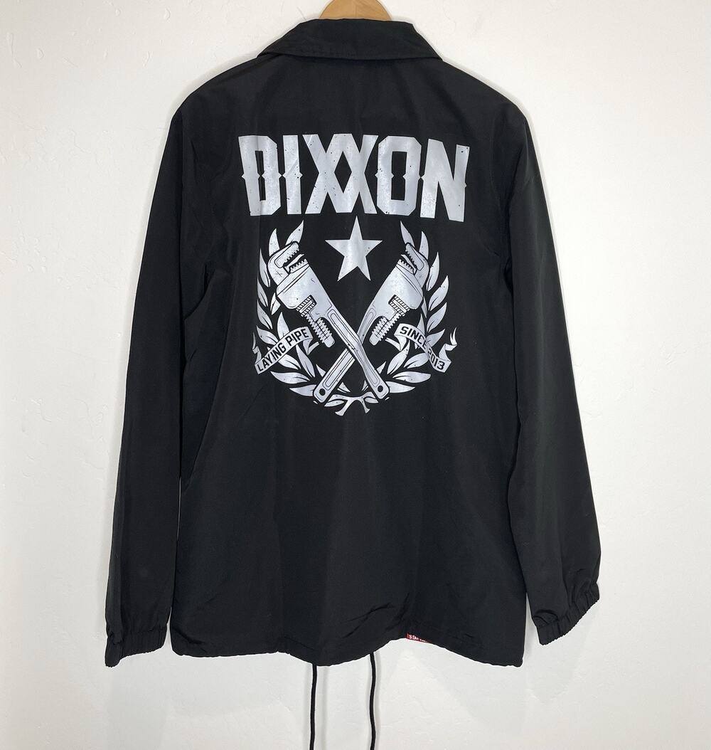 Dixxon Laying Pipe Coaches Jacket Mens Medium Black Snap Up